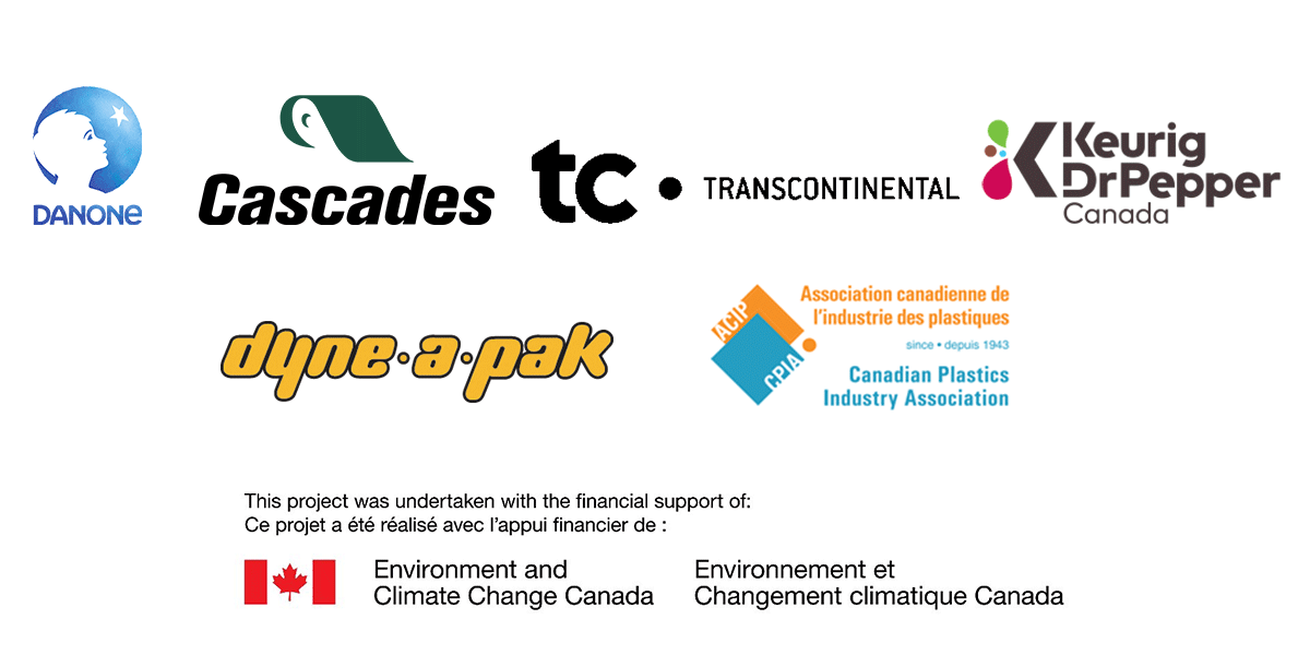 Danone, Cascades, TC Transcontinental, Keurig Dr Pepper Canada, Dyne-a-pak, Association canadienne de l'industrie des plastiques